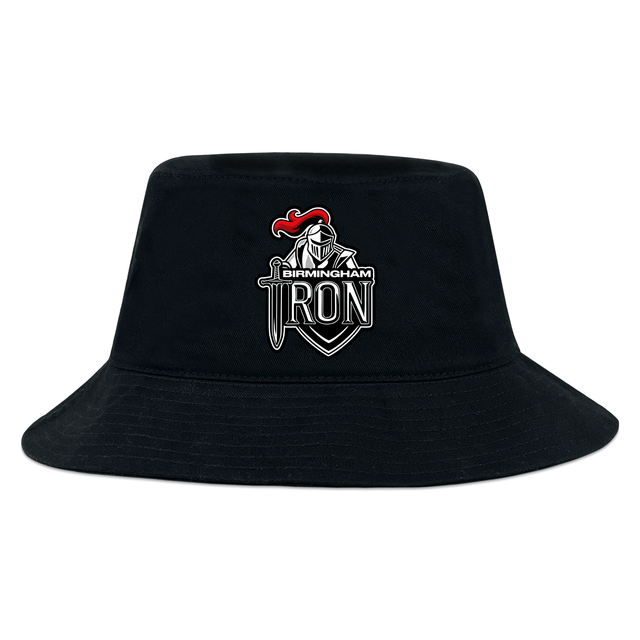 Stay stylish and protected from the sun with the Birmingham Iron Women's Football Crusher Bucket Cap by EMB S&S Activewear, featuring the iconic team logo on comfortable black cotton twill.