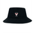 The Superior Rugby Club Crusher Bucket Cap by EMB S&S Activewear is a black cotton twill hat featuring an embroidered red and white "Superior Rugby" logo on the front, combining sun protection with sporty style.