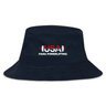 The USA Para Powerlifting Crusher Bucket Cap by EMB S&S Activewear features a black cotton twill design with "USA Para Powerlifting" and a barbell graphic in red, white, and blue—ideal for sun protection for athletes and fans.