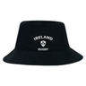 The EMB S&S Activewear Nations of Rugby Ireland Rugby Crusher Bucket Hat is made from soft cotton twill, featuring "Ireland Rugby" and a white shamrock crest embroidered on the front.
