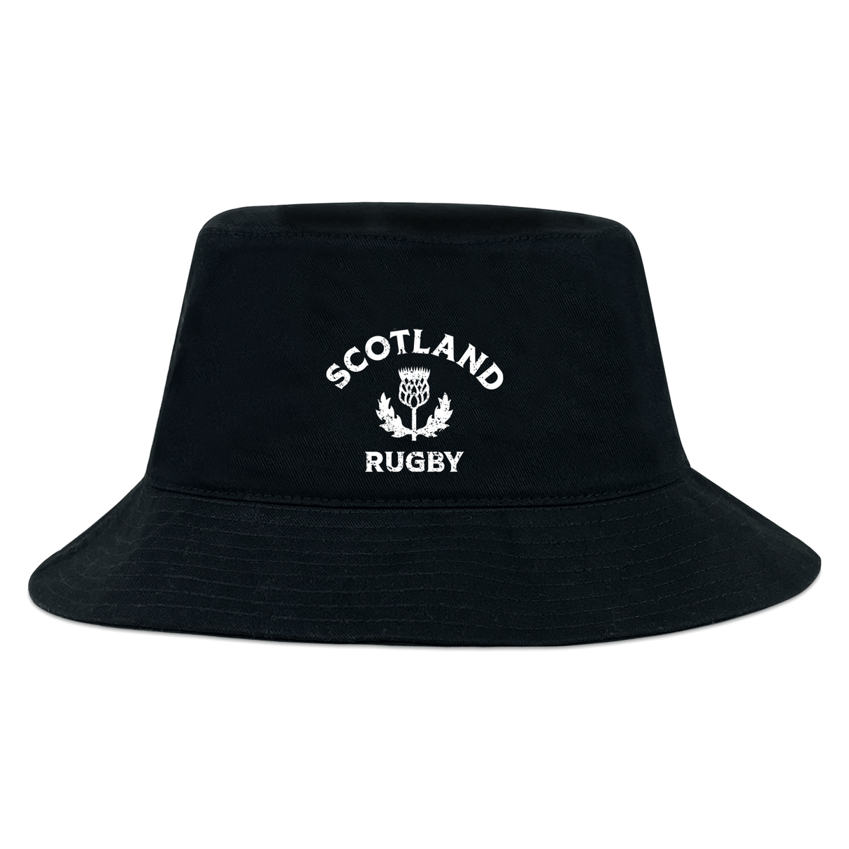 Nations of Rugby Scotland Rugby Crusher Bucket Hat by EMB Alpha Broder with logo embroidery.