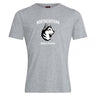 The Northeastern University Men's Rugby Club Plain Tee by WRS Canterbury features "NORTHEASTERN" above a husky head and "MEN'S RUGBY" below in white text on a gray cotton blend.