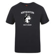 The Northeastern University Men's Rugby Club Plain Tee by WRS Canterbury is a black cotton blend shirt with "Northeastern Men's Rugby" and a white husky logo printed on the chest.