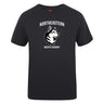 The Northeastern University Men's Rugby Club Plain Tee by WRS Canterbury is a black cotton blend shirt with "Northeastern Men's Rugby" and a white husky logo printed on the chest.