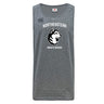 The Northeastern University Men's Rugby Tempo Vapodri Singlet by WRS Canterbury features "NORTHEASTERN MEN'S RUGBY" and a husky logo on gray recycled polyester for comfort and performance.