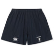 The EMB Canterbury Northeastern University Men's Rugby Yokohama Short features an elastic waistband, lightweight durable fabric, a Canterbury Yokohama logo on the left leg, and a Northeastern University emblem on the right.