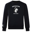 The Northeastern University Men's Rugby Club Crew Sweatshirt by WRS Canterbury is an ultra soft black crew with "NORTHEASTERN MEN'S RUGBY," a husky dog logo on the front, and an embroidered CCC logo on the left sleeve.