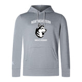 The Northeastern University Men's Rugby Club Lightweight Hoodie by WRS Canterbury features "NORTHEASTERN MEN'S RUGBY," a husky dog head graphic, and a comfy kangaroo pocket on the front.