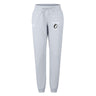 Light gray Northeastern University Men's Rugby Women's Leisure Sweatpant by EMB Canterbury, featuring a drawstring waist, elastic cuffs, and a printed Husky logo on the left thigh.