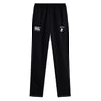 The Northeastern University Men's Rugby Stretch Tapered Pant by EMB Canterbury features an elastic waistband, quick-dry fabric, and two white logos on the upper thighs. Shown against a plain white background.