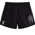 The Northeastern University Men's Rugby Tactic Short by EMB Canterbury features a white claw logo on the right leg and "Northeastern Men's Rugby" with husky mascot on the left—ideal for gym sessions or men's rugby training.