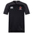 The Chattanooga Queens Rugby Vapodri Evader Jersey by EMB Canterbury is a black short-sleeve jersey featuring VapoDri tech, the "Canterbury" logo on the right chest, and the "Queens" crown crest on the left—ideal for rugby World Cup fans.
