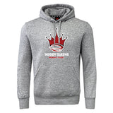 A grey Chattanooga Queens Rugby Club Hoodie by WRS Canterbury, featuring a red and black crown logo above "NDOGRA QUEENS WOMEN'S RUGBY" on the front.