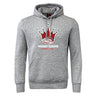 A grey Chattanooga Queens Rugby Club Hoodie by WRS Canterbury, featuring a red and black crown logo above "NDOGRA QUEENS WOMEN'S RUGBY" on the front.