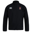 The Chattanooga Queens Rugby Club Track Jacket by EMB Canterbury is a lightweight black zip-front jacket featuring the Canterbury logo on the right chest and a crown with text logo on the left, offering sporty style and comfort.