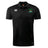 The Twin Island Rugby Club Dry Polo by EMB Canterbury is a black short-sleeve polo with a white Canterbury logo, an embroidered palm tree island graphic, and Vapodri technology for cool, breathable comfort.