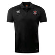 Black short-sleeve Chattanooga Queens Rugby Club Dry Polo by EMB Canterbury; features club logos on chest, collar, button placket, and Vapodri technology for breathable comfort.