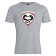 The Loudoun Club Plain Tee by WRS Canterbury is a gray T-shirt that features the Loudoun County Rugby logo, depicting two lions facing each other within a shield outline. Crafted from a soft cotton blend, it includes subtle Canterbury branding for an extra touch of style.