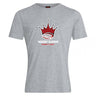 The Chattanooga Queens Rugby Club Plain Tee by WRS Canterbury is a gray cotton blend shirt with a red and black crown above a rugby ball and “‘NOOGA QUEENS WOMEN'S RUGBY” text—ideal for team spirit or casual wear.