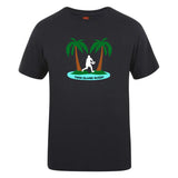 The Twin Island Rugby Club Plain Tee by Canterbury from WRS Canterbury is a black cotton blend shirt, featuring palm trees, a rugby player silhouette, and "TWIN ISLAND RUGBY"—ideal for fans seeking a customizable t-shirt.