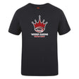 The Chattanooga Queens Rugby Club Plain Tee by WRS Canterbury is a black cotton blend T-shirt featuring a red crown logo with a rugby ball and “NOOGA QUEENS WOMEN’S RUGBY” in white and red on the front—ideal for fans and players.