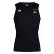 The Twin Island Rugby Club Dry Singlet by Canterbury (EMB Canterbury) is black, with Vapodri Technology, featuring a small palm tree and surfboard graphic on the left chest and a white Canterbury logo on the right.