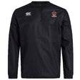 The Chattanooga Queens Rugby Club Vaposhield Contact Top by EMB Canterbury is a black long-sleeve top with a round neck, featuring Vaposhield tech, the Canterbury logo on the right chest, and a crowned team crest with text on the left chest.