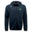 The Twin Island Rugby Tempo Vapodri Full-Zip Hoodie by EMB Canterbury is a black hoodie with a zip front, hood, green and white palm tree logo on the chest, grey Canterbury logo on the shoulder, and moisture-wicking comfort.