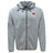 The Chattanooga Queens Rugby Tempo Vapodri Full-Zip Hoodie by EMB Canterbury features a light grey design with a hood, two front pockets, black zipper, embroidered chest logos, and advanced moisture-wicking VapoDri technology.