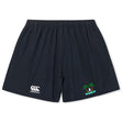 The Twin Island Rugby Yokohama Short by EMB Canterbury features an elastic waistband, a white Canterbury rugby logo on the left leg, and a small surfer with palm trees graphic on the right leg.