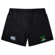 The Twin Island Rugby Women's Yokohama Short by EMB Canterbury features the Canterbury logo on the left leg and a surfing graphic between two palm trees on the right.