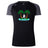 The Twin Island Rugby Women’s Elite Training Tee by WRS Canterbury is a lightweight, breathable black and gray shirt with palm tree and rugby player logo plus "TWIN ISLAND RUGBY" on a blue banner—ideal for workouts.