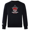 The Chattanooga Queens Rugby Club Crew Sweatshirt by Canterbury is a black, ultra-soft WRS Canterbury top with a red and white crown rugby logo and "'NOOGA QUEENS Women's Rugby" on the chest, plus an embroidered CCC sleeve logo.