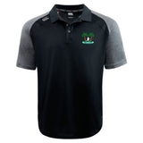 The Twin Island Rugby Elite Polo by EMB Canterbury, made with Vapodri fabric, features a palm tree and surfboard logo on the left chest. Lightweight and durable, it's perfect for active days.