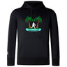 The Twin Island Rugby Club Lightweight Hoodie by WRS Canterbury features two palm trees, a rugby player silhouette, and "TWIN ISLAND RUGBY" on the front, plus a comfy kangaroo pocket for added style.
