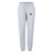 The Chattanooga Queens Rugby Women's Leisure Sweatpant by EMB Canterbury features a light gray organic cotton build, drawstring waist, elastic cuffs, and a red crown logo with text on the left thigh.