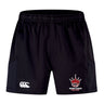 Black EMB Canterbury Chattanooga Queens Rugby Advantage Short 2.0 with a white Canterbury logo on the left leg and a "NOGOR QUEENS" crown emblem on the right leg.