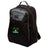 The EMB Canterbury Twin Island Rugby Medium Backpack is black with gray accents, water repellent, and features a front zipper pocket, mesh side pocket, and a "Toms River Rugby" palm tree logo.