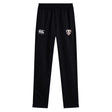 Loudoun Stretch Tapered Pant by EMB Canterbury, featuring an elastic waistband, includes logos on both the left and right thighs.