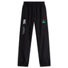 The EMB Canterbury Twin Island Rugby Cuffed Hem Stadium Pant features an elastic waistband, cuffed hem, white logo, and colorful palm tree embroidery—ideal for sporty style and rugby comfort.