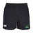 The Twin Island Rugby Professional Polyester Rugby Short by EMB Canterbury features an elastic waistband, Canterbury logo on the left leg, and a palm tree logo with text on the right—perfect for athletic performance.