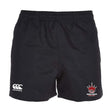Chattanooga Queens Rugby Advantage Rugby Shorts by EMB Canterbury feature an elastic waistband, Canterbury logo on the left leg, and Noosa Queens logo on the right—ideal official shorts for training or matches.