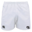The Puget Sound Rugby Player's Drill Shorts by EMB Canterbury are made from recycled fabric, showcasing a sustainable design with the iconic Canterbury logo on the left thigh and an "R/S" logo on the right.
