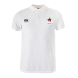 The Chattanooga Queens Rugby Waimak Polo by EMB Canterbury features a classic collar, three-button placket, black Canterbury logo on the right chest, and red crown emblem with text on the left—ideal for rugby fans.