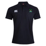 The Twin Island Rugby Waimak Polo by EMB Canterbury is a black short-sleeve rugby shirt with the iconic logo on the right chest and a palm tree logo on the left—a classic men’s polo for any occasion.
