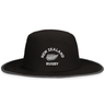 The EMB Augusta Nations of Rugby New Zealand Rugby Legend Boonie Cap is a black wide-brim hat with "NEW ZEALAND RUGBY" and a white fern logo—must-have supporter gear for any New Zealand rugby hat collection.