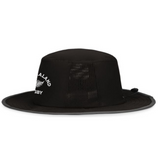 The EMB Augusta Nations of Rugby New Zealand Rugby Legend Boonie Cap features a black wide brim, mesh side panels, and "New Zealand Rugby" text with a fern logo—an essential cap for rugby supporters.
