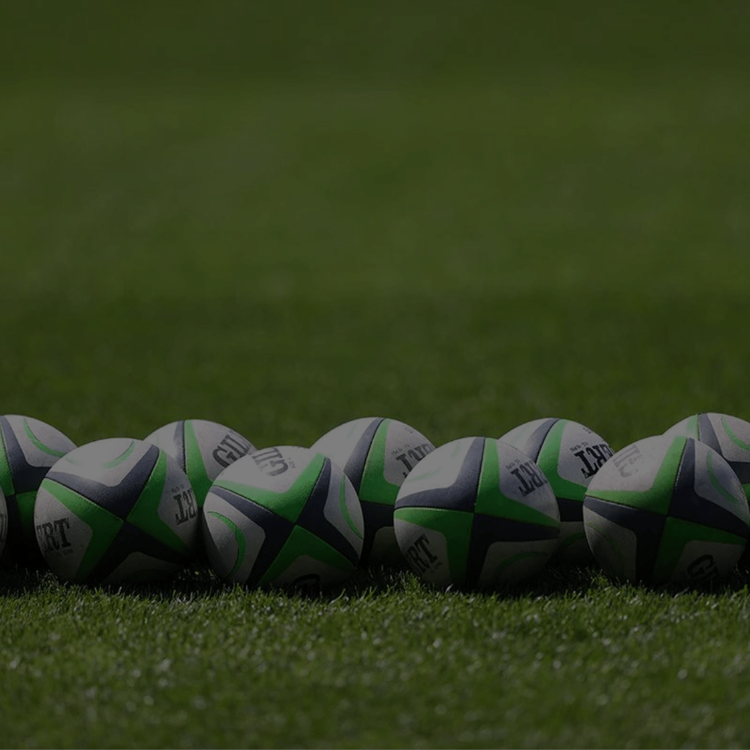 Rugby balls on a field