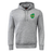 The Brazil Shield Club Hoodie by EMB Canterbury is a premium gray sweatshirt fleece, featuring a green shield logo and circular emblem on the chest, with Canterbury sleeve branding and a front pouch pocket.