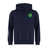 The Brazil Shield Club Hoodie by EMB Canterbury in navy blue is made from premium sweatshirt fleece, featuring a Brazil flag patch on the chest and Canterbury sleeve branding with white stripes.